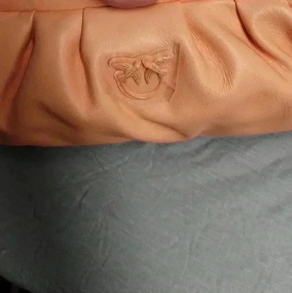 SALE PINKO Maxy Chain Clutch Block Colour Seep Nappa Apricot color RARE - Picture 3 of 10